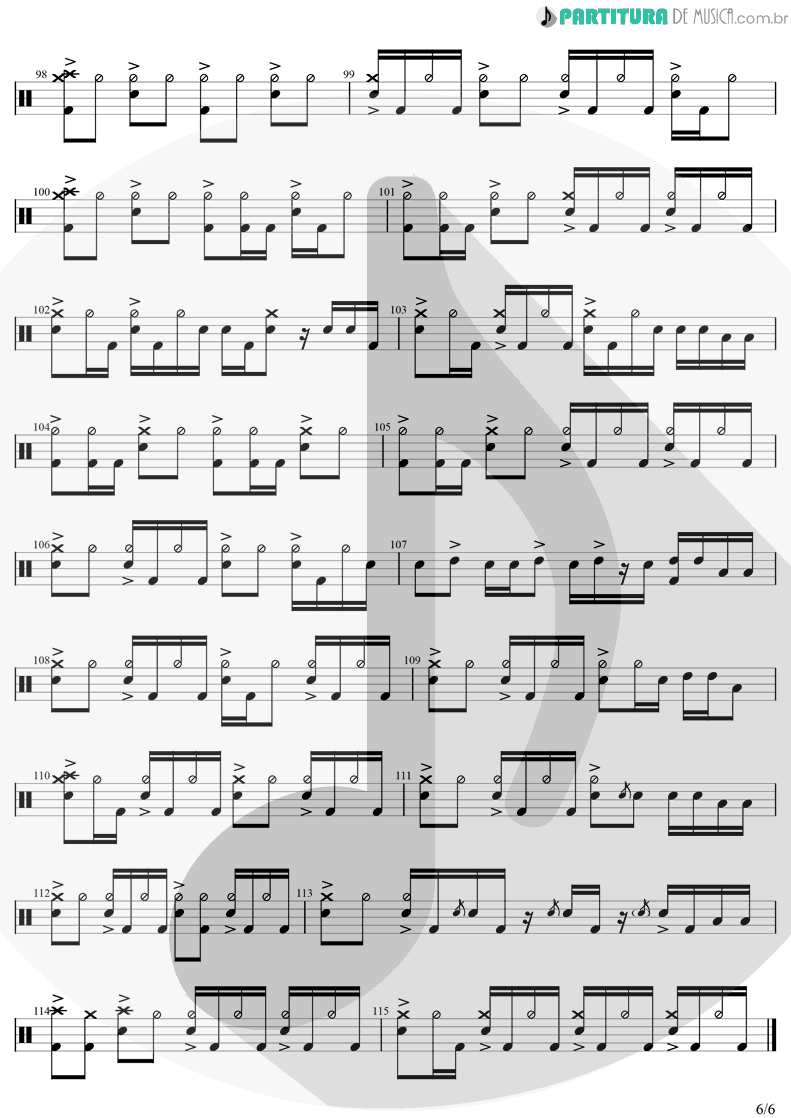 Partitura de musica de Bateria - The Unforgiven | Metallica | Metallica 1991 - pag 6