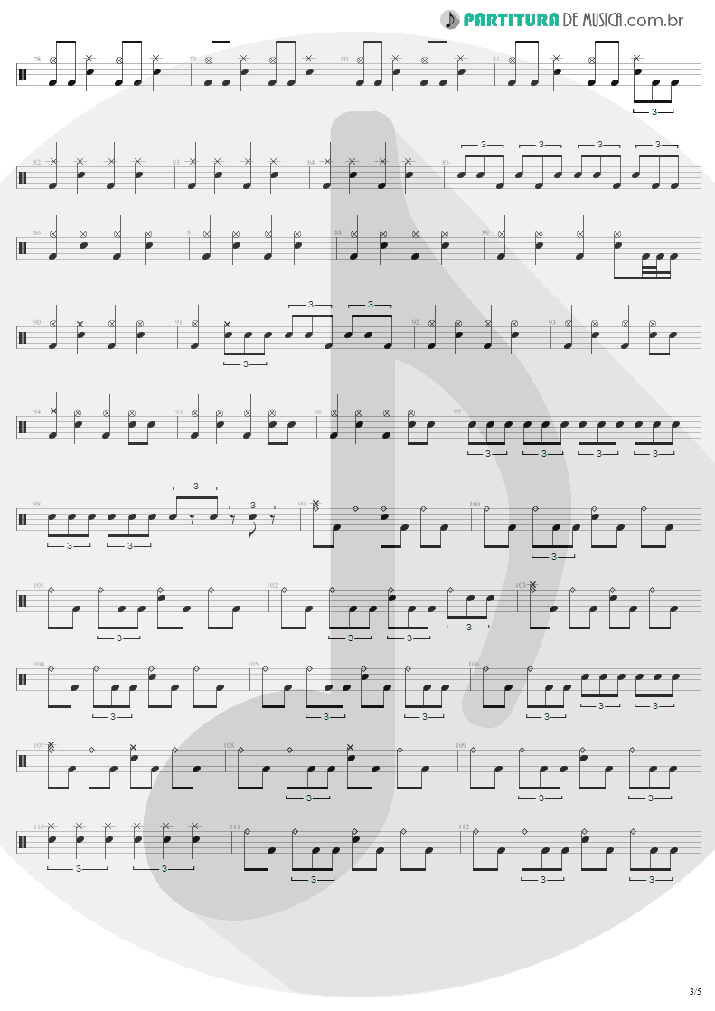 Partitura de musica de Bateria - 2 x 4 | Metallica | Load 1996 - pag 3