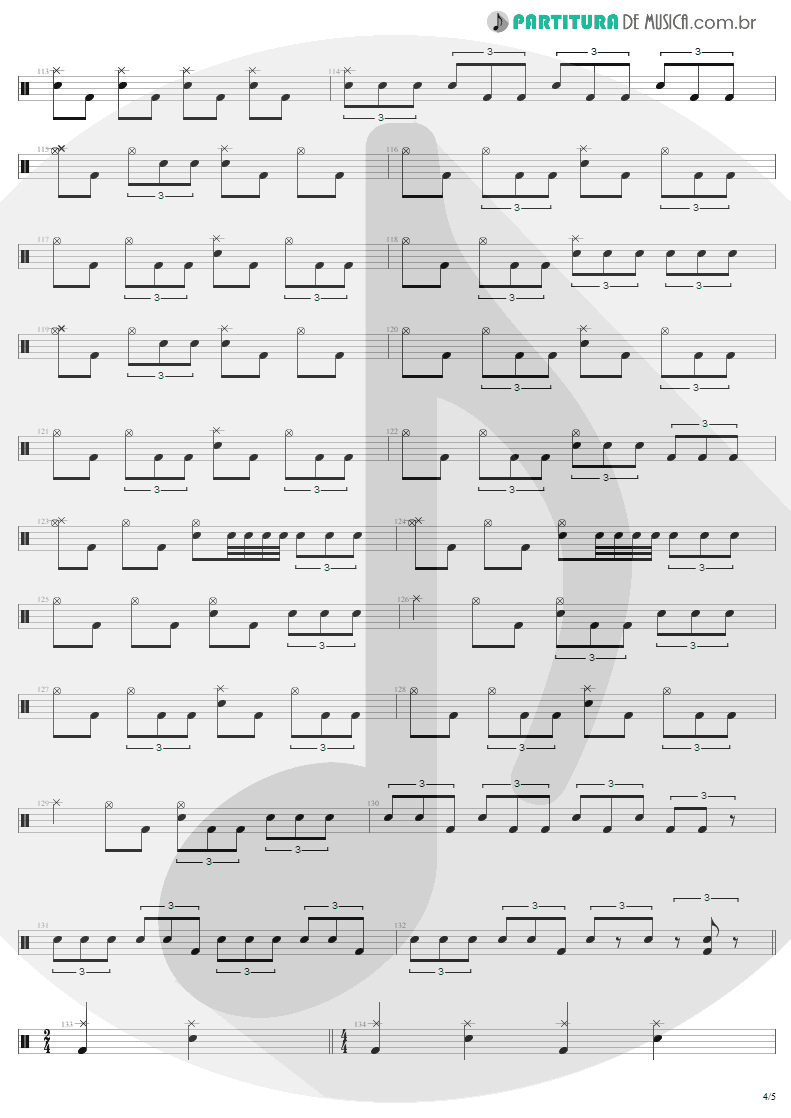 Partitura de musica de Bateria - 2 x 4 | Metallica | Load 1996 - pag 4