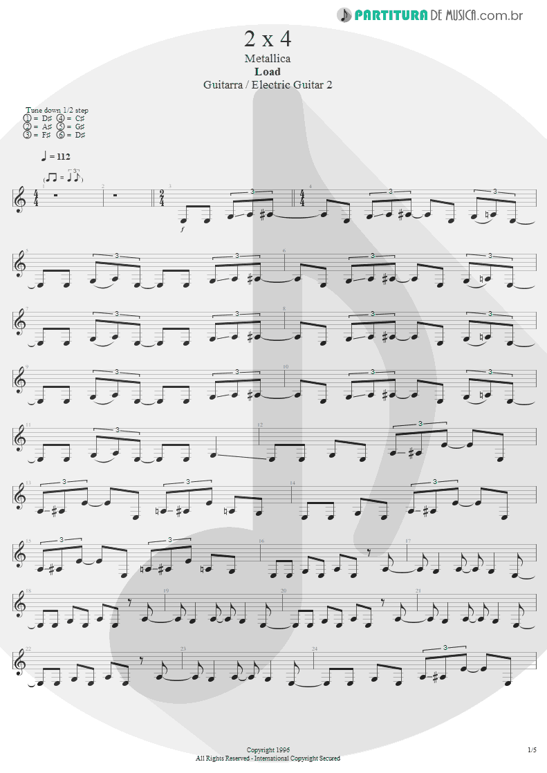 Partitura de musica de Guitarra Elétrica - 2 x 4 | Metallica | Load 1996 - pag 1