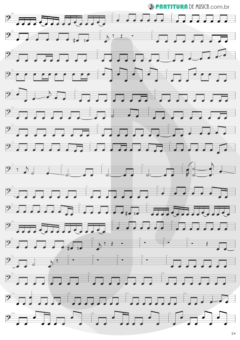 Partitura de musica de Baixo Elétrico - Ain't My Bitch | Metallica | Load 1996 - pag 2