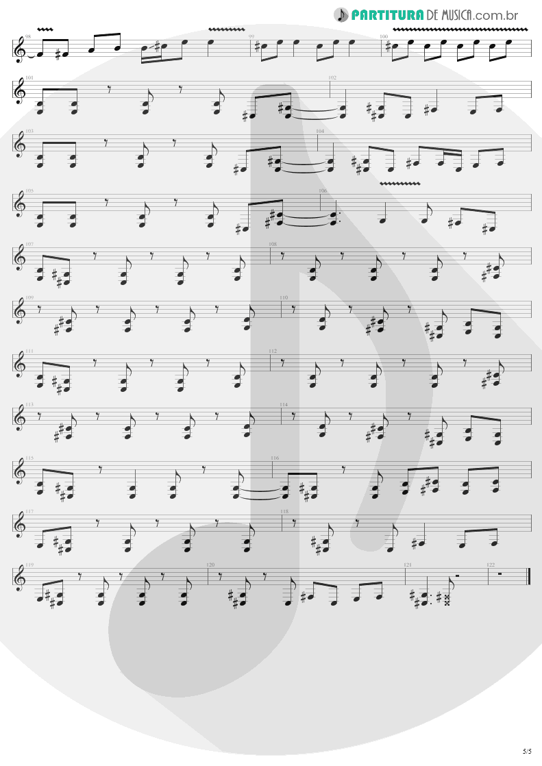 Partitura de musica de Guitarra Elétrica - Bad Seed | Metallica | ReLoad 1997 - pag 5