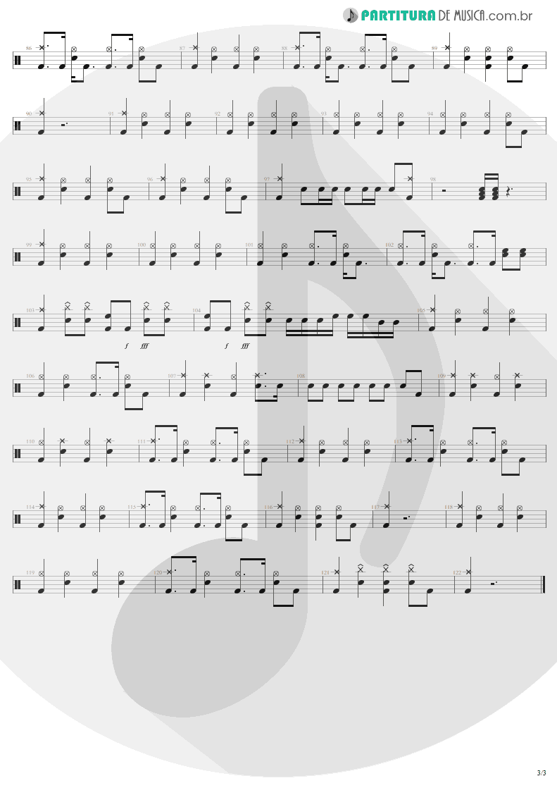 Partitura de musica de Bateria - Devil's Dance | Metallica | ReLoad 1997 - pag 3