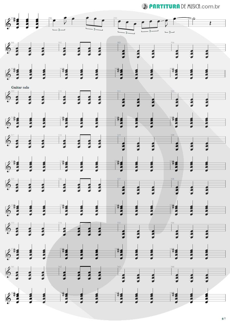 Partitura de musica de Guitarra Elétrica - Tuesday's Gone | Metallica | Garage Inc. 1998 - pag 6