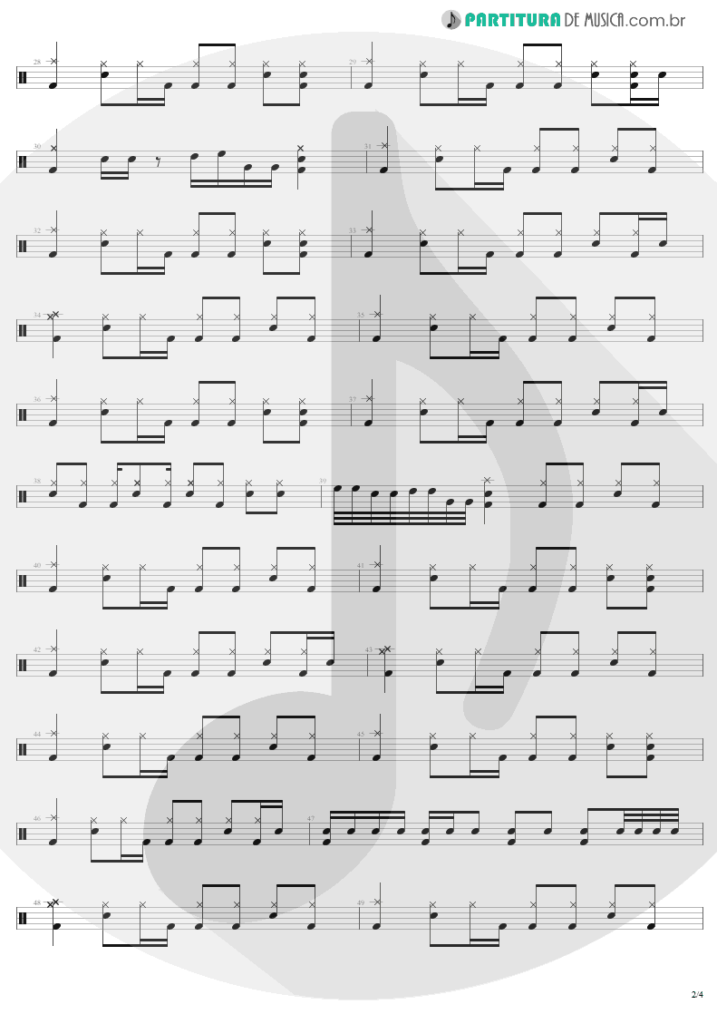 Partitura de musica de Bateria - Turn The Page | Metallica | Garage Inc. 1998 - pag 2