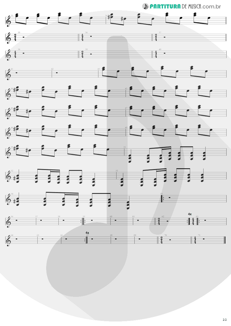 Partitura de musica de Guitarra Elétrica - No Leaf Clover | Metallica | S & M 1999 - pag 2