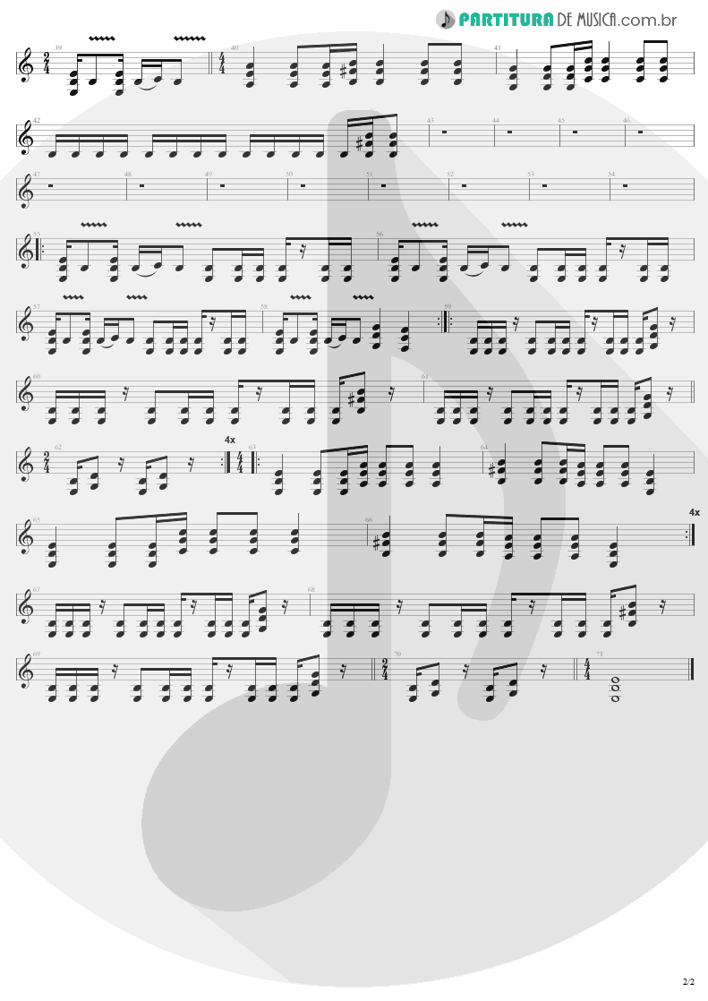 Partitura de musica de Guitarra Elétrica - No Leaf Clover | Metallica | S & M 1999 - pag 2