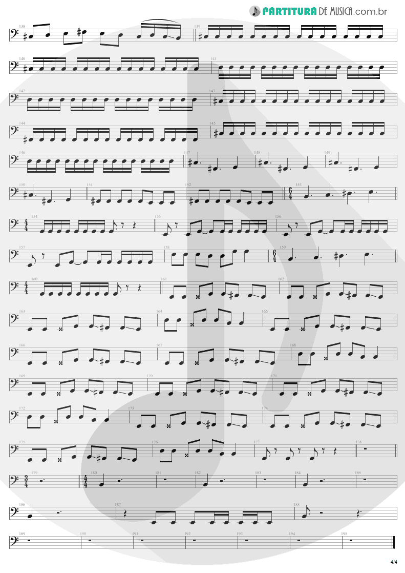 Partitura de musica de Baixo Elétrico - All Nightmare Long | Metallica | Death Magnetic 2008 - pag 4