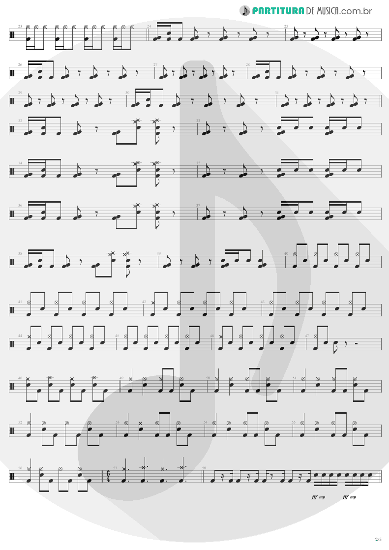 Partitura de musica de Bateria - All Nightmare Long | Metallica | Death Magnetic 2008 - pag 2