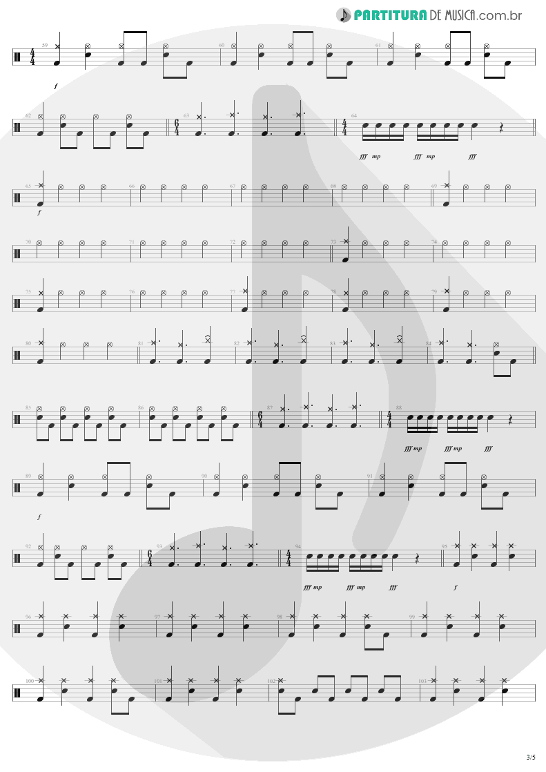 Partitura de musica de Bateria - All Nightmare Long | Metallica | Death Magnetic 2008 - pag 3