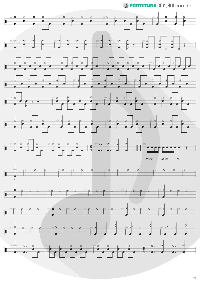 Partitura de musica de Bateria - All Nightmare Long | Metallica | Death Magnetic 2008 - pag 4