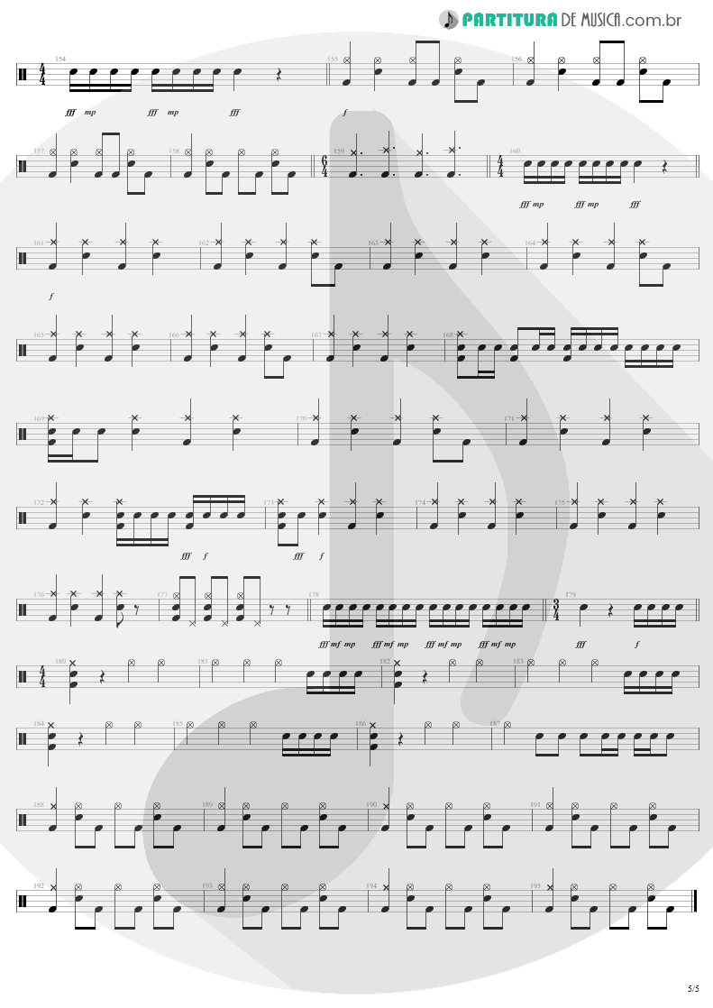 Partitura de musica de Bateria - All Nightmare Long | Metallica | Death Magnetic 2008 - pag 5