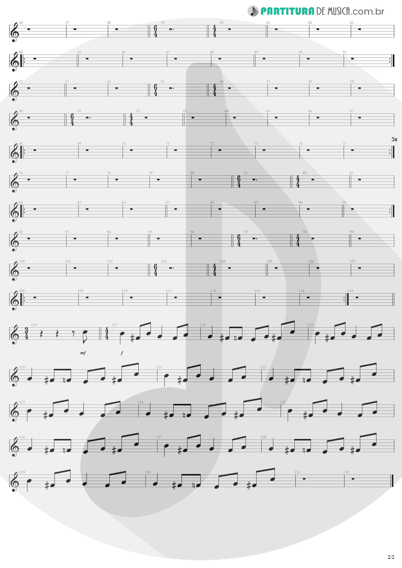 Partitura de musica de Guitarra Elétrica - All Nightmare Long | Metallica | Death Magnetic 2008 - pag 2