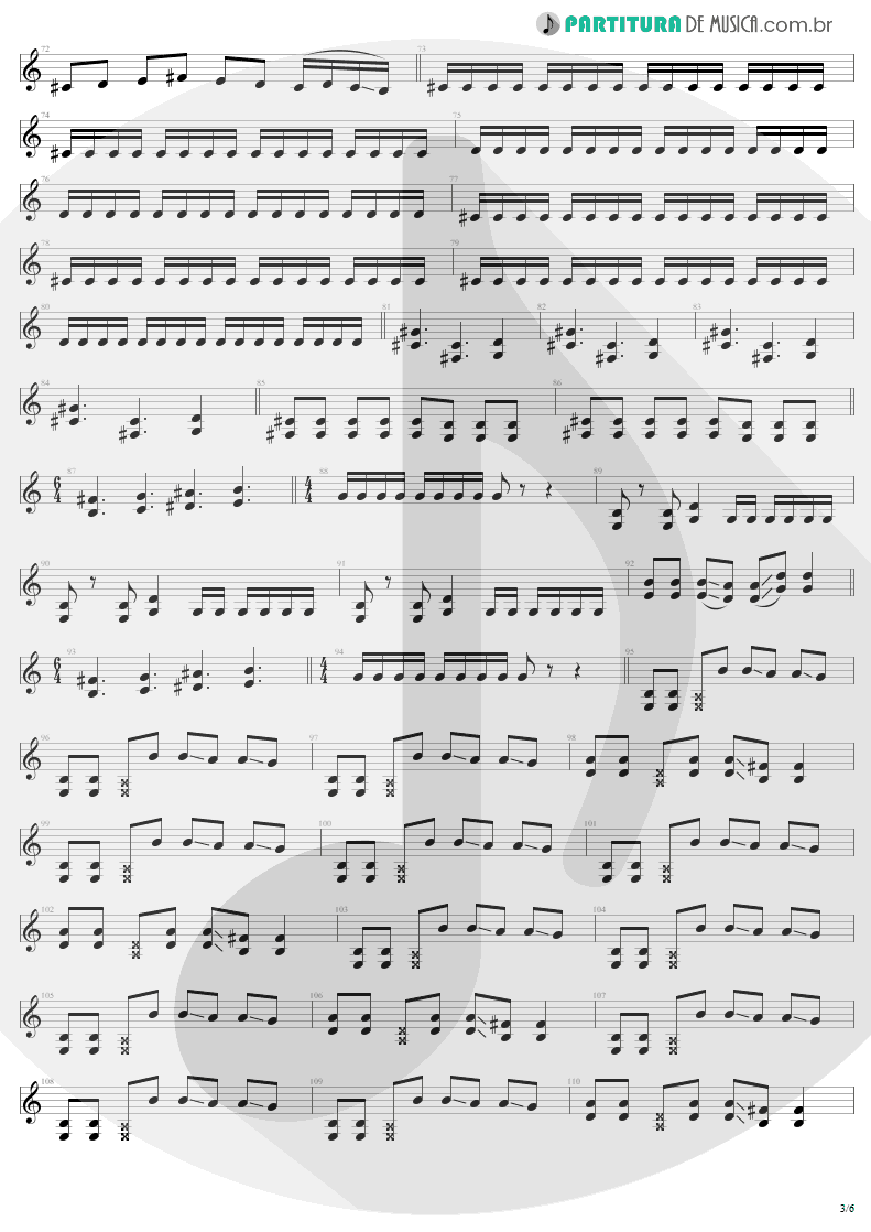 Partitura de musica de Guitarra Elétrica - All Nightmare Long | Metallica | Death Magnetic 2008 - pag 3