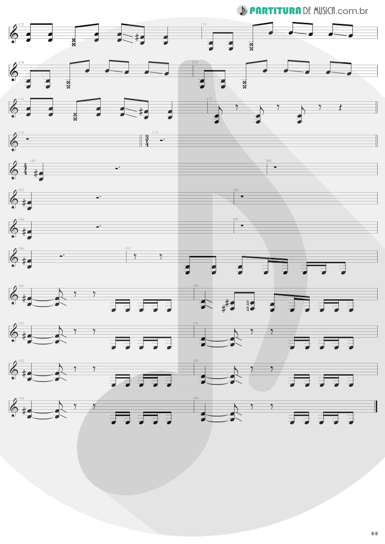 Partitura de musica de Guitarra Elétrica - All Nightmare Long | Metallica | Death Magnetic 2008 - pag 6