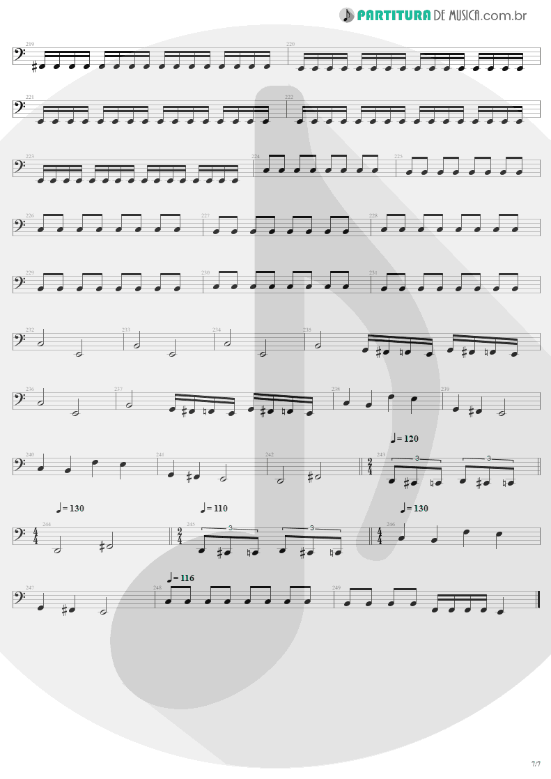 Partitura de musica de Baixo Elétrico - The Day That Never Come | Metallica | Death Magnetic 2008 - pag 7