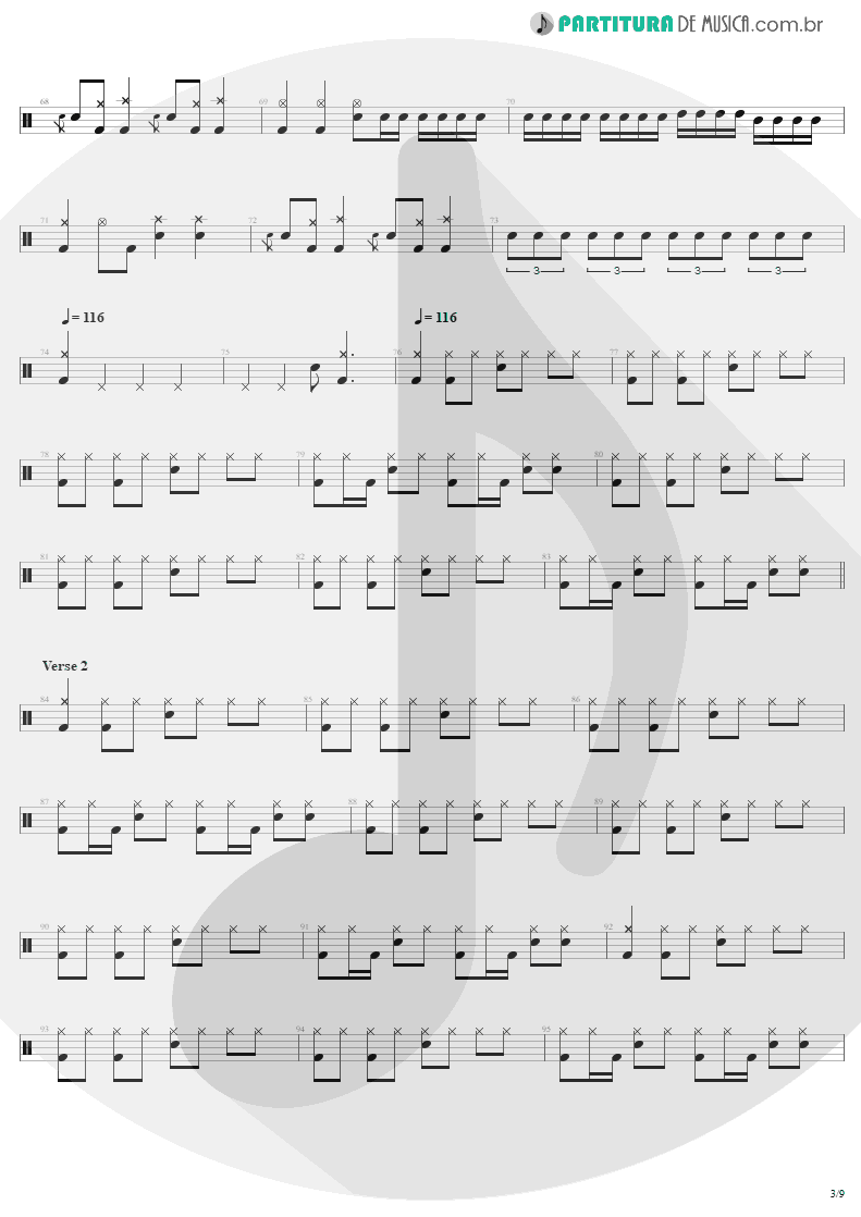 Partitura de musica de Bateria - The Day That Never Come | Metallica | Death Magnetic 2008 - pag 3