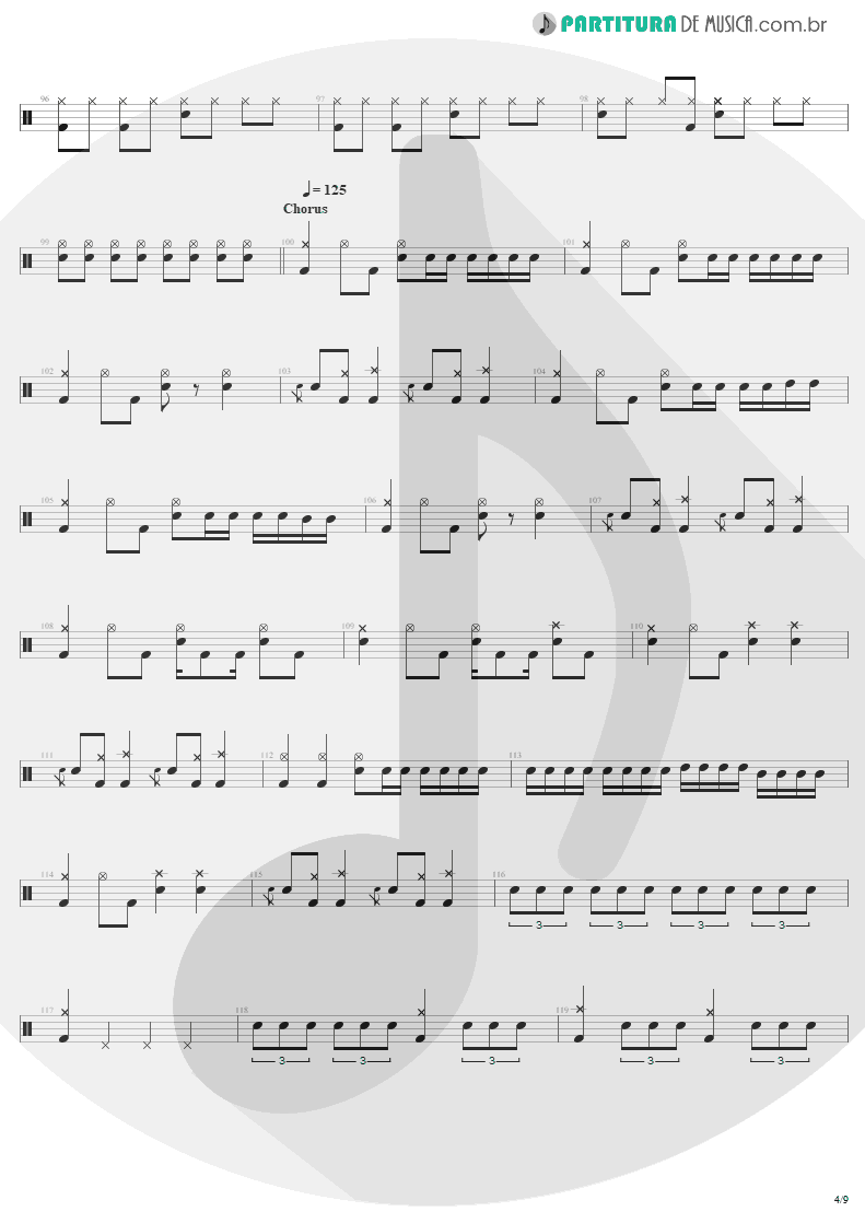 Partitura de musica de Bateria - The Day That Never Come | Metallica | Death Magnetic 2008 - pag 4