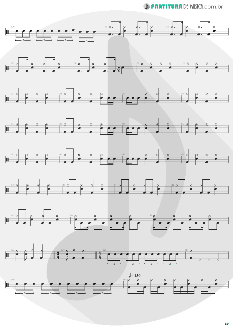 Partitura de musica de Bateria - The Day That Never Come | Metallica | Death Magnetic 2008 - pag 5