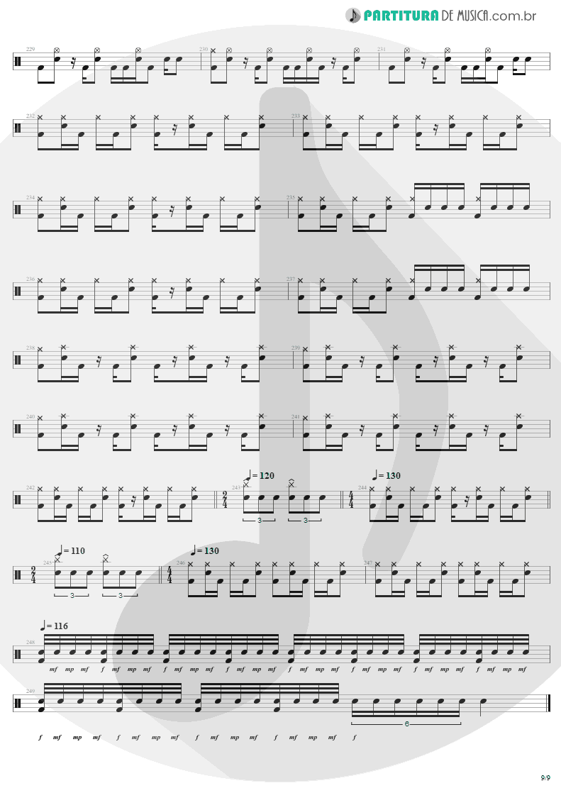 Partitura de musica de Bateria - The Day That Never Come | Metallica | Death Magnetic 2008 - pag 9