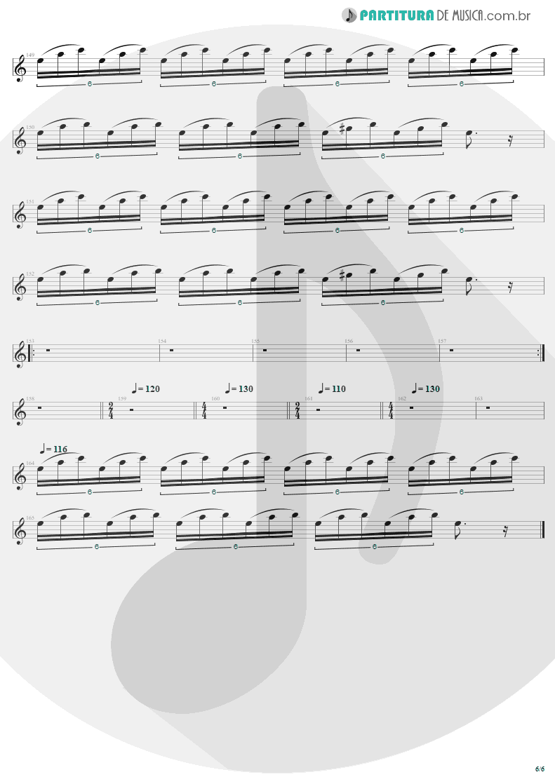 Partitura de musica de Guitarra Elétrica - The Day That Never Come | Metallica | Death Magnetic 2008 - pag 6