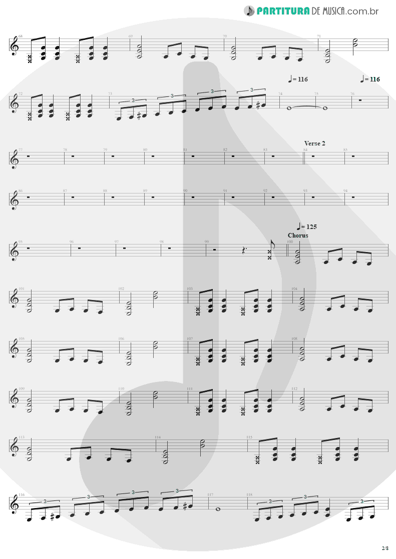 Partitura de musica de Guitarra Elétrica - The Day That Never Come | Metallica | Death Magnetic 2008 - pag 2
