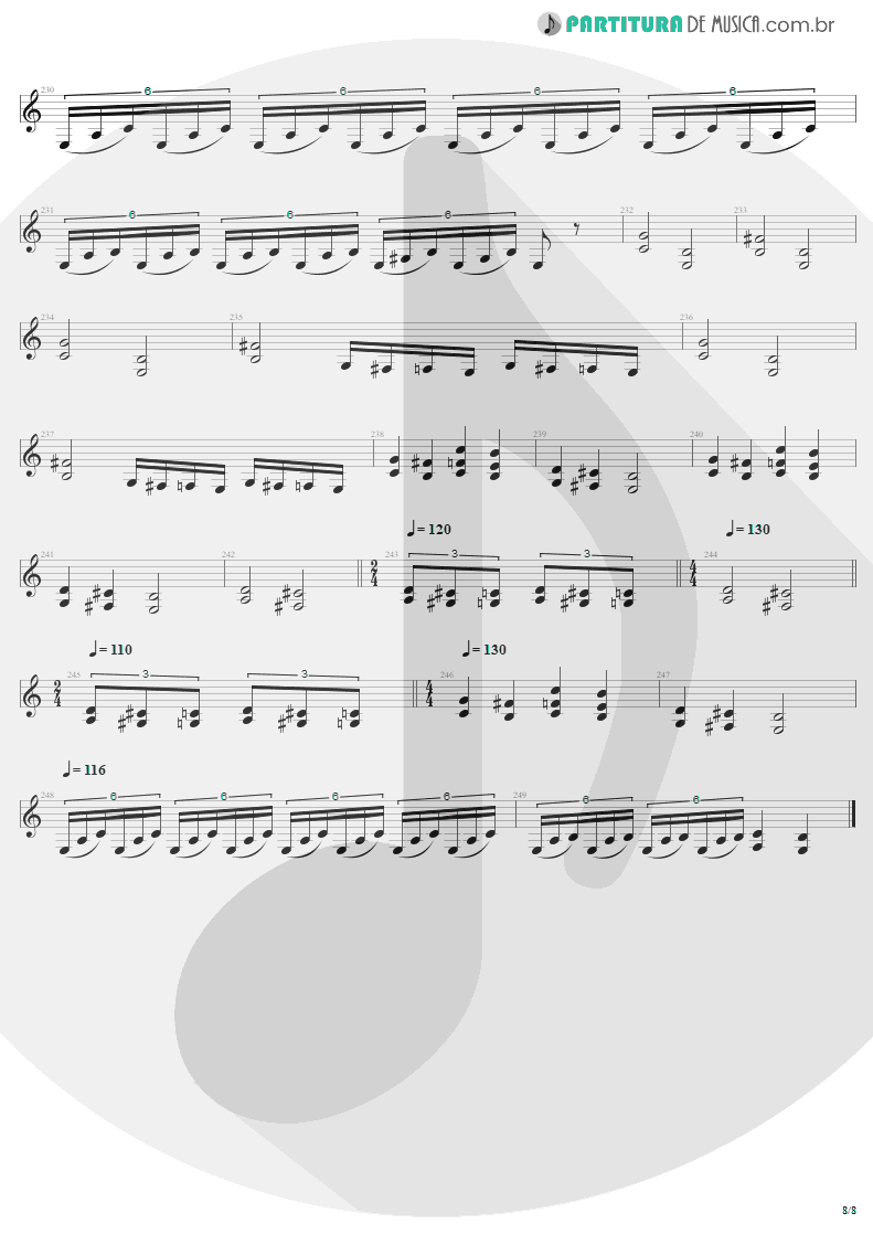 Partitura de musica de Guitarra Elétrica - The Day That Never Come | Metallica | Death Magnetic 2008 - pag 8