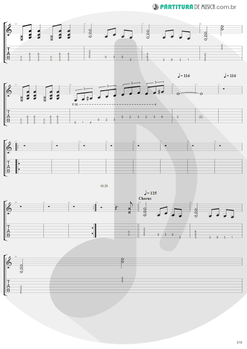 Tablatura + Partitura de musica de Guitarra Elétrica - The Day That Never Come | Metallica | Death Magnetic 2008 - pag 2