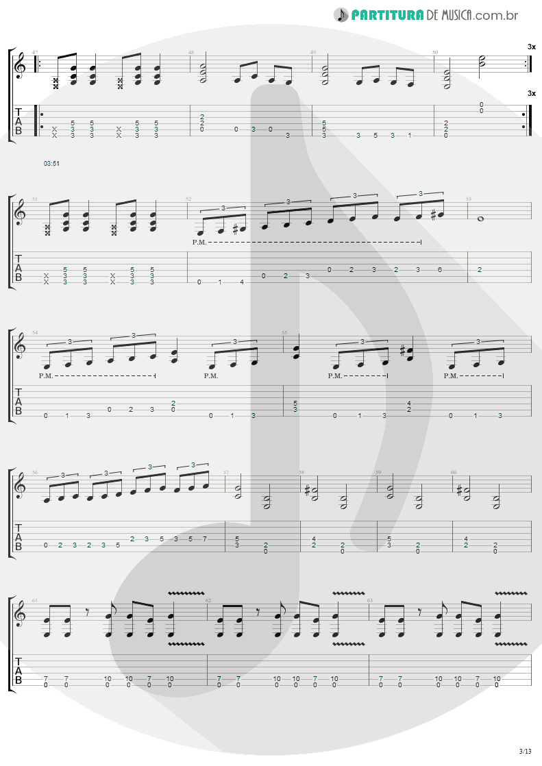 Tablatura + Partitura de musica de Guitarra Elétrica - The Day That Never Come | Metallica | Death Magnetic 2008 - pag 3