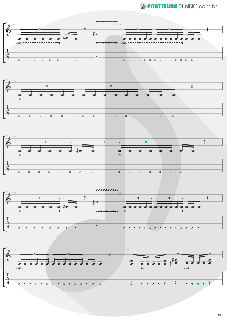 Tablatura + Partitura de musica de Guitarra Elétrica - The Day That Never Come | Metallica | Death Magnetic 2008 - pag 6