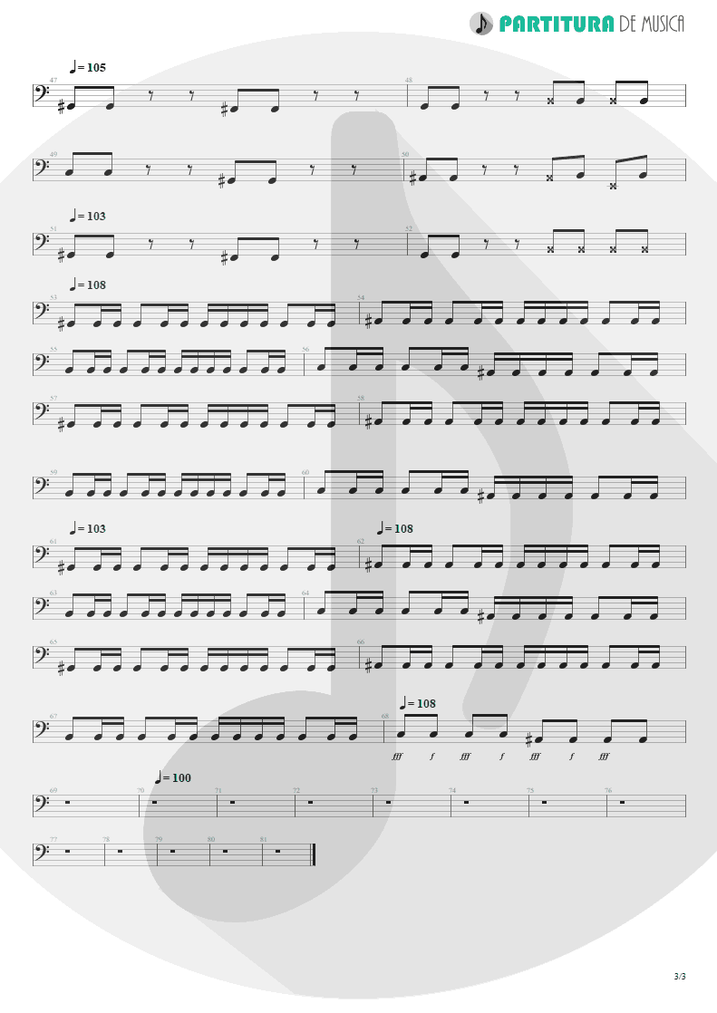 Partitura de musica de Baixo Elétrico - Demolition Lovers | My Chemical Romance | I Brought You My Bullets, You Brought Me Your Love 2002 - pag 3