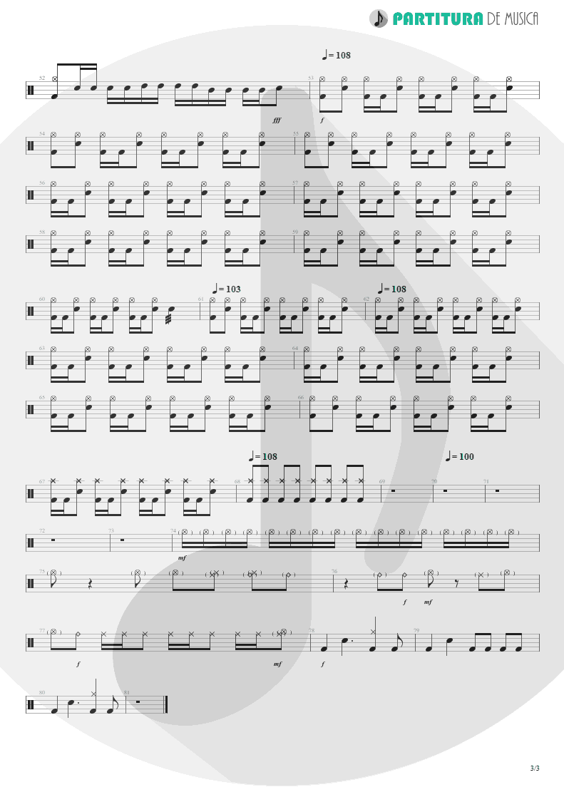 Partitura de musica de Bateria - Demolition Lovers | My Chemical Romance | I Brought You My Bullets, You Brought Me Your Love 2002 - pag 3