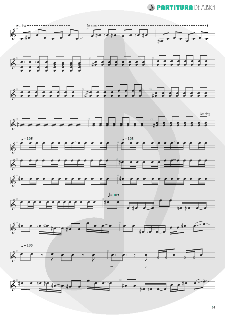 Partitura de musica de Guitarra Elétrica - Demolition Lovers | My Chemical Romance | I Brought You My Bullets, You Brought Me Your Love 2002 - pag 2