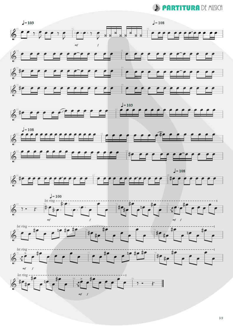 Partitura de musica de Guitarra Elétrica - Demolition Lovers | My Chemical Romance | I Brought You My Bullets, You Brought Me Your Love 2002 - pag 3