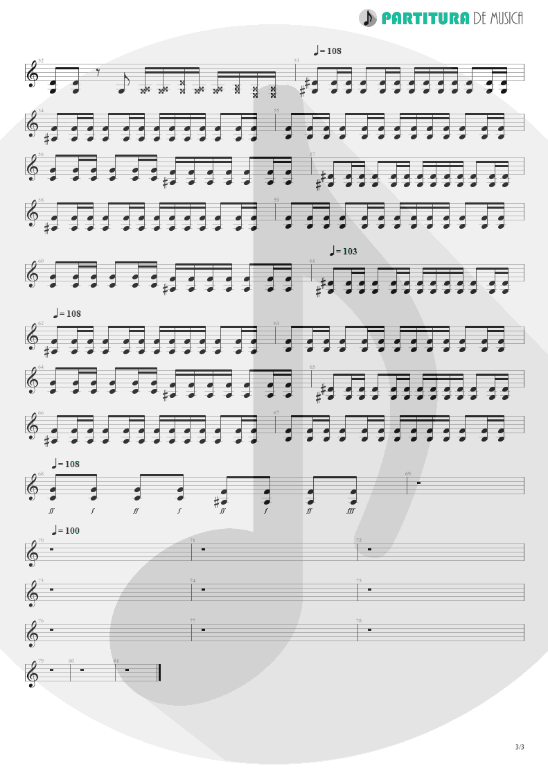 Partitura de musica de Guitarra Elétrica - Demolition Lovers | My Chemical Romance | I Brought You My Bullets, You Brought Me Your Love 2002 - pag 3