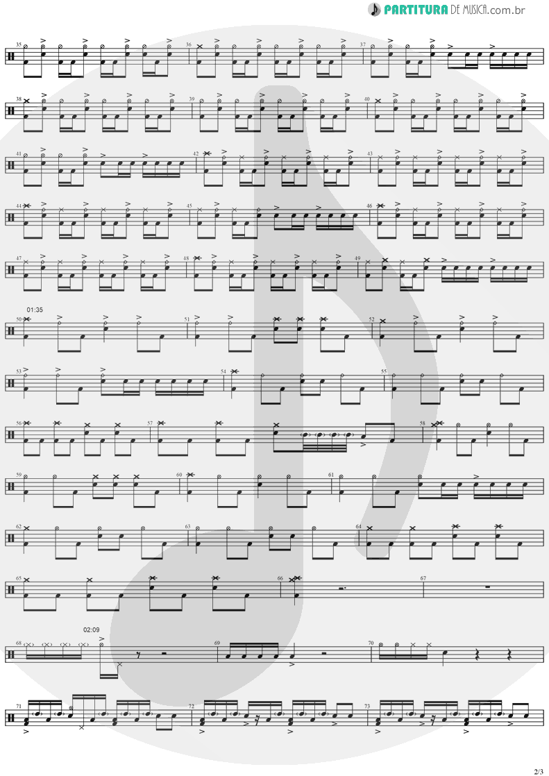 Partitura de musica de Bateria - Helena | My Chemical Romance | Three Cheers For Sweet Revenge 2004 - pag 2