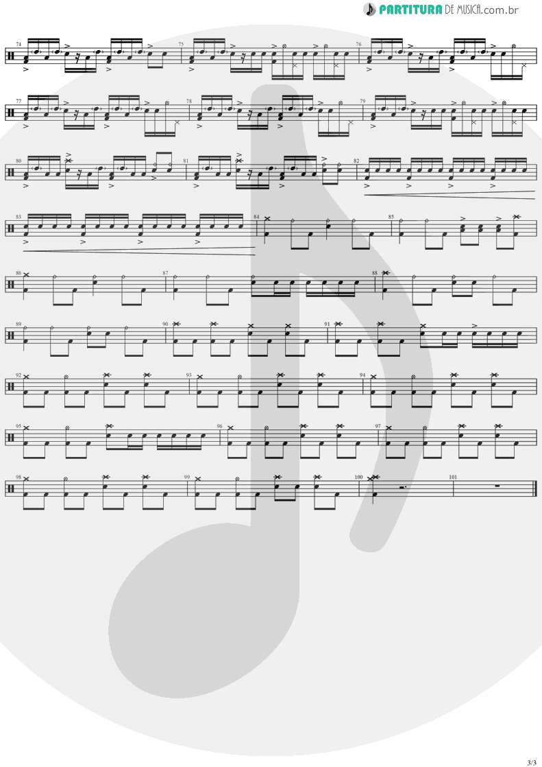 Partitura de musica de Bateria - Helena | My Chemical Romance | Three Cheers For Sweet Revenge 2004 - pag 3