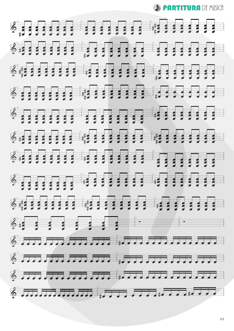 Partitura de musica de Guitarra Elétrica - Helena | My Chemical Romance | Three Cheers For Sweet Revenge 2004 - pag 2