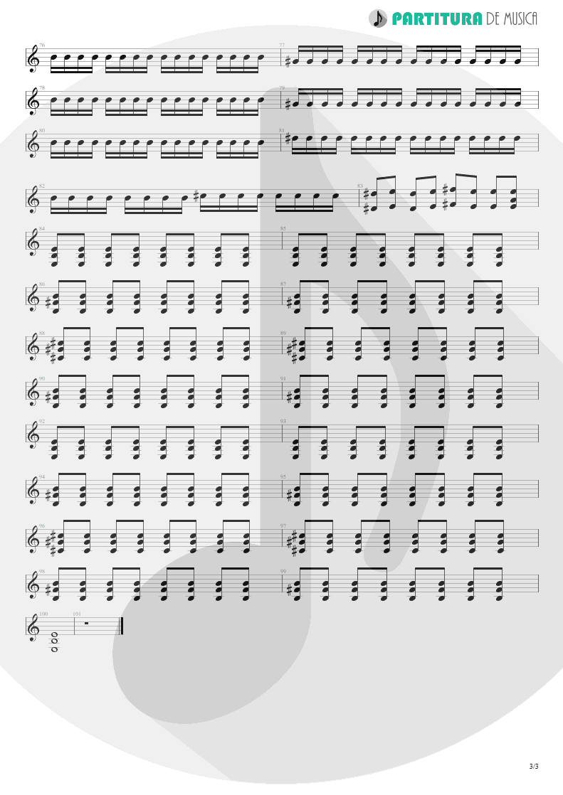 Partitura de musica de Guitarra Elétrica - Helena | My Chemical Romance | Three Cheers For Sweet Revenge 2004 - pag 3