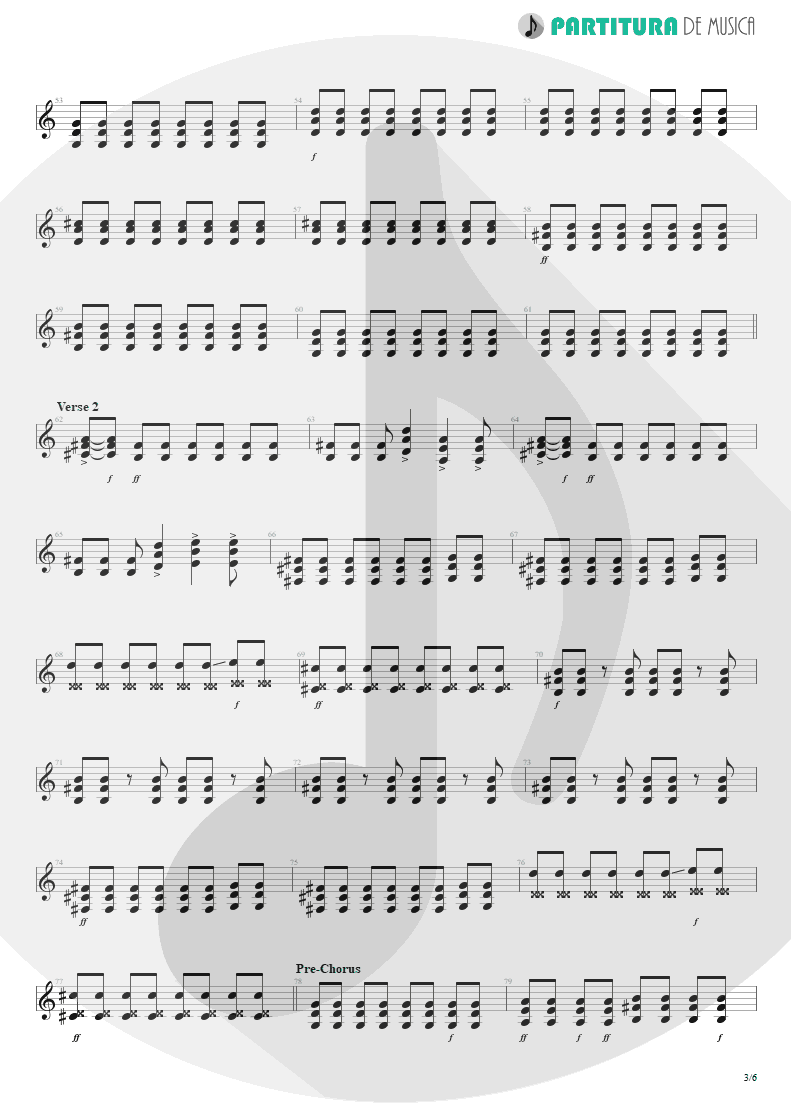 Partitura de musica de Guitarra Elétrica - Thank You For The Venom | My Chemical Romance | Three Cheers For Sweet Revenge 2004 - pag 3