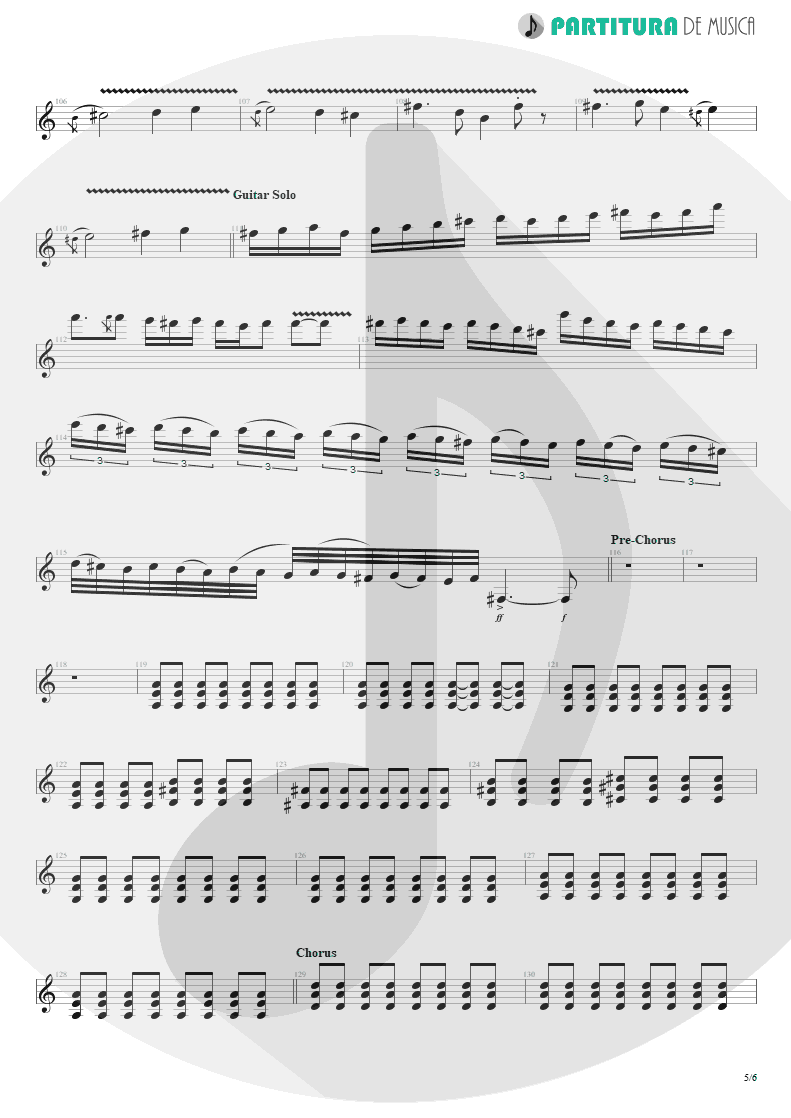 Partitura de musica de Guitarra Elétrica - Thank You For The Venom | My Chemical Romance | Three Cheers For Sweet Revenge 2004 - pag 5