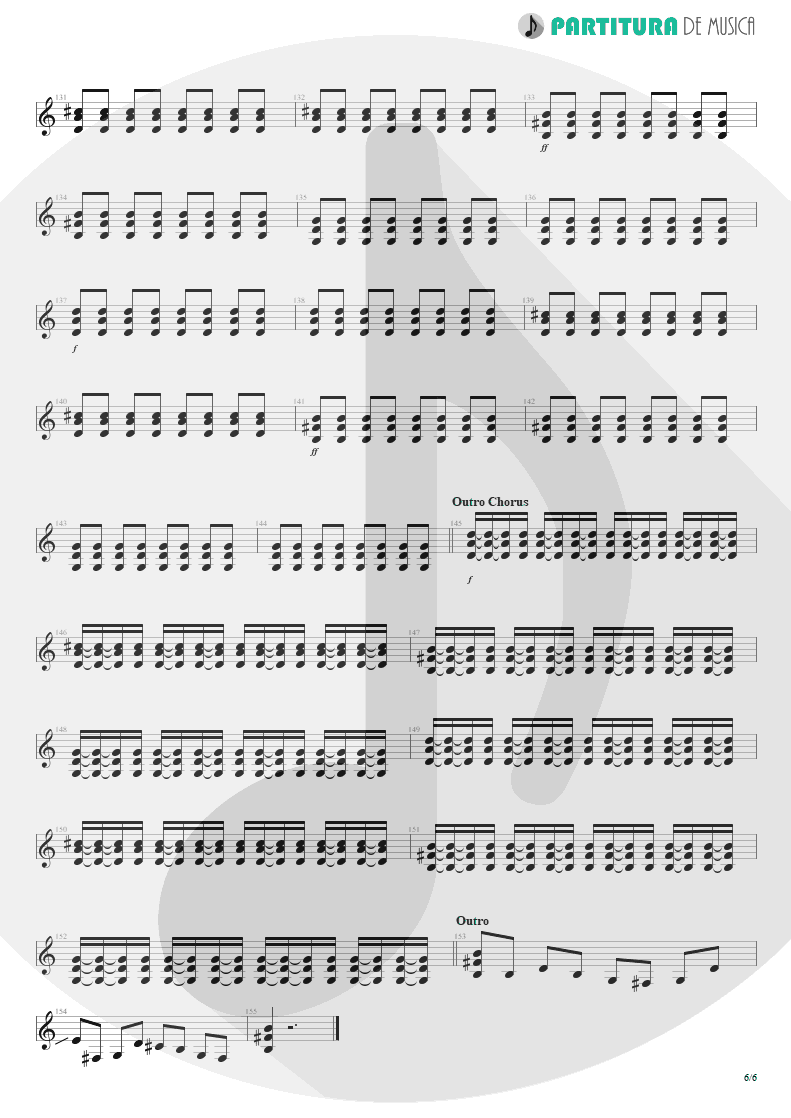 Partitura de musica de Guitarra Elétrica - Thank You For The Venom | My Chemical Romance | Three Cheers For Sweet Revenge 2004 - pag 6