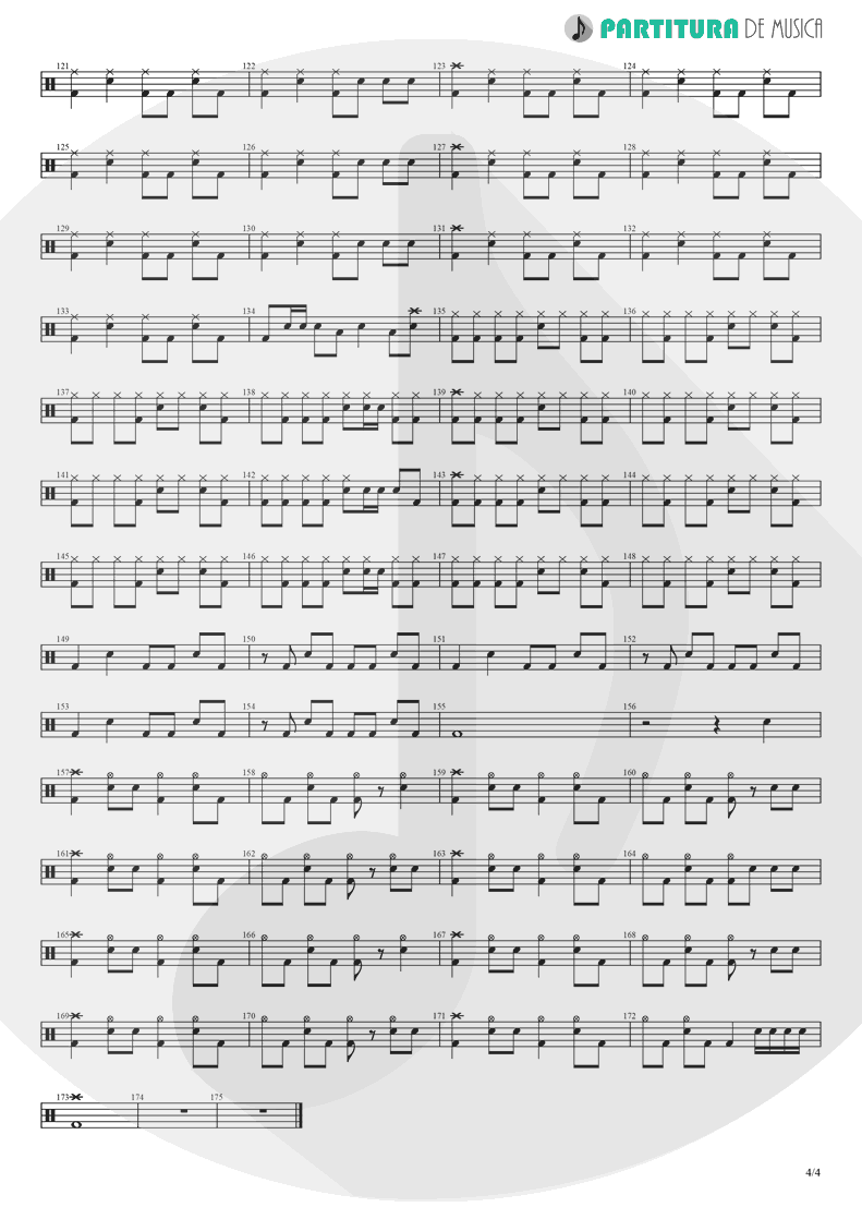 Partitura de musica de Bateria - Break Out | Nanase Aikawa | Red 1996 - pag 4