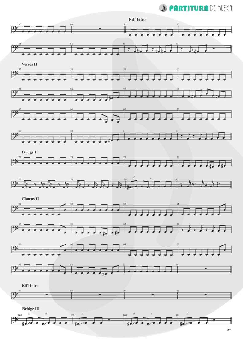 Partitura de musica de Baixo Elétrico - Like A Hard Rain | Nanase Aikawa | Red 1996 - pag 2