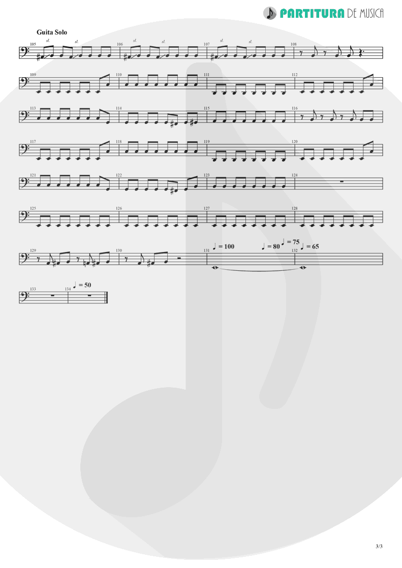 Partitura de musica de Baixo Elétrico - Like A Hard Rain | Nanase Aikawa | Red 1996 - pag 3