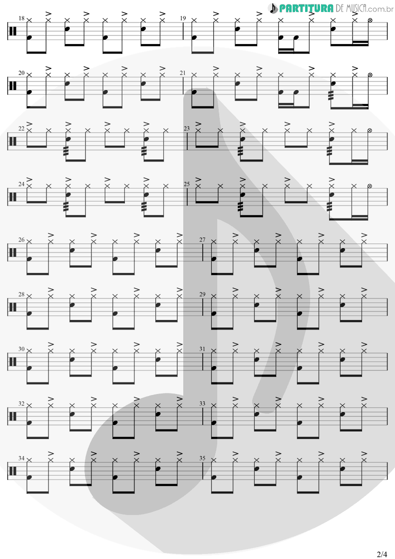 Partitura de musica de Bateria - Tudo Vai Dar Certo | Natiruts | Tudo Vai Dar Certo 2020 - pag 2