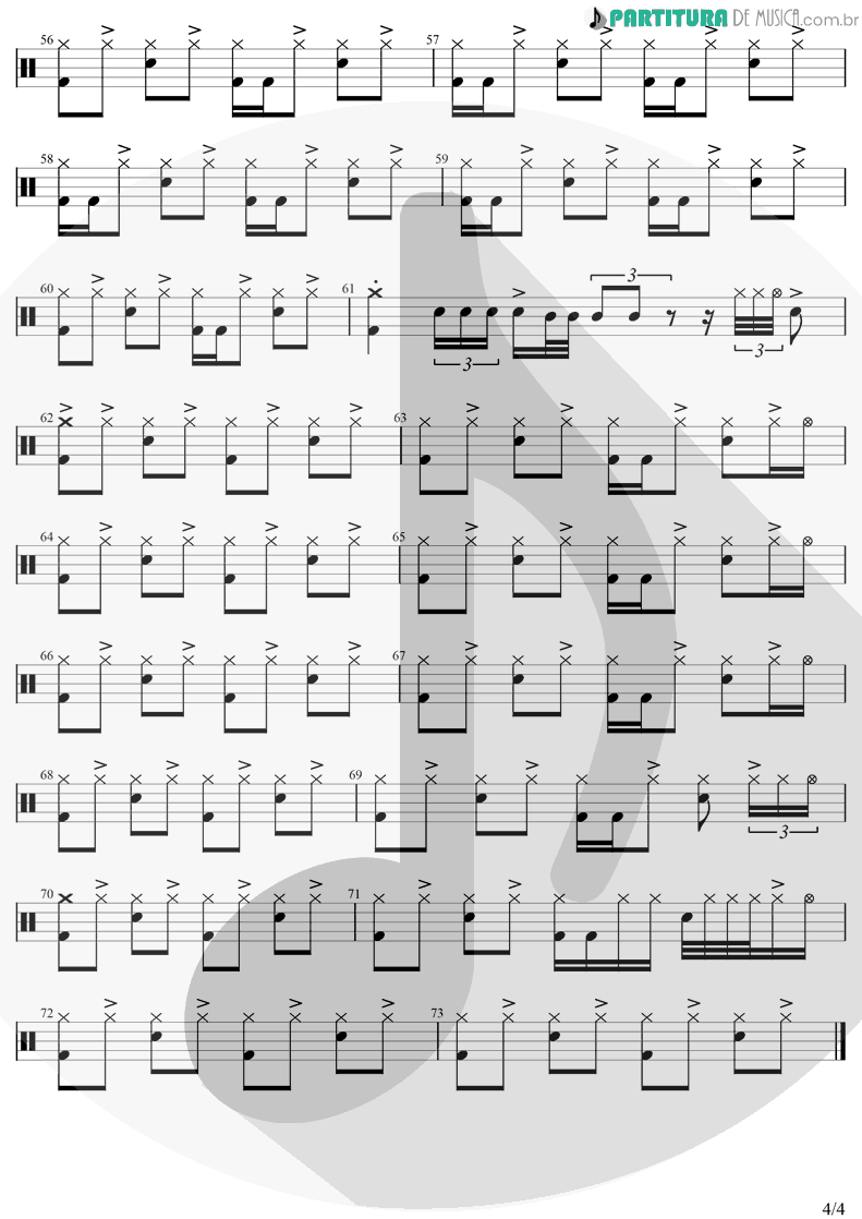 Partitura de musica de Bateria - Tudo Vai Dar Certo | Natiruts | Tudo Vai Dar Certo 2020 - pag 4