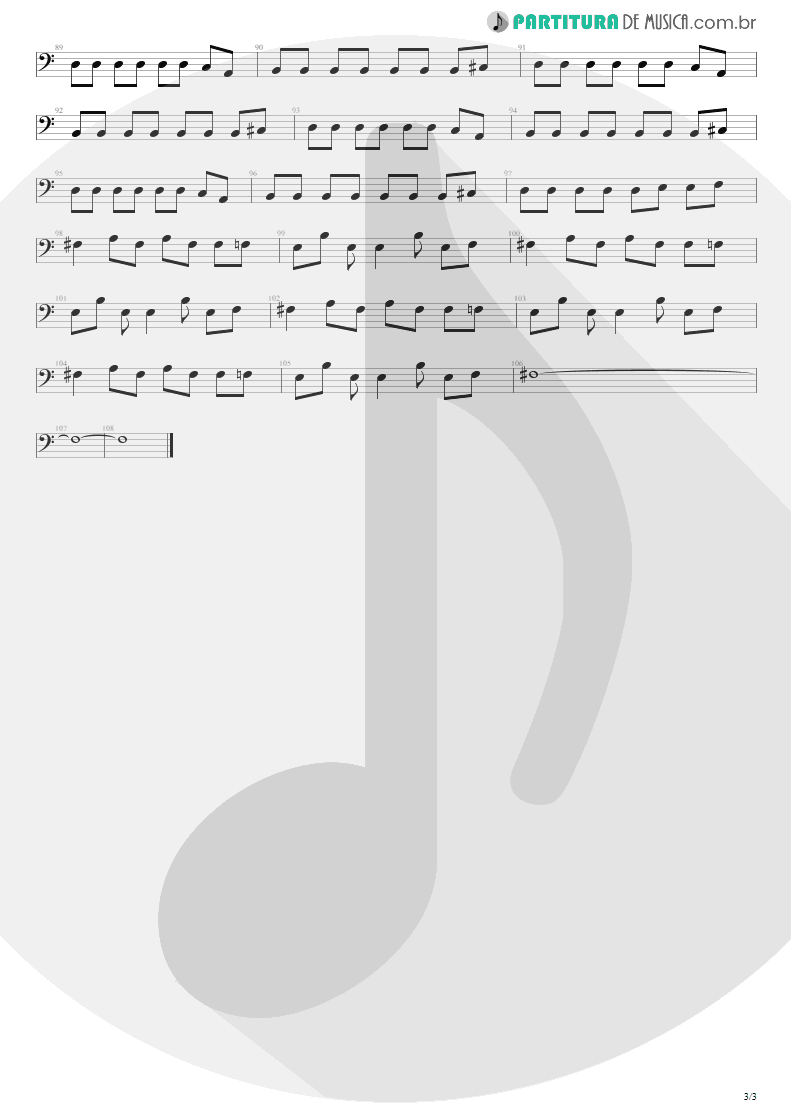 Partitura de musica de Baixo Elétrico - Come As You Are | Nirvana | Nevermind 1991 - pag 3