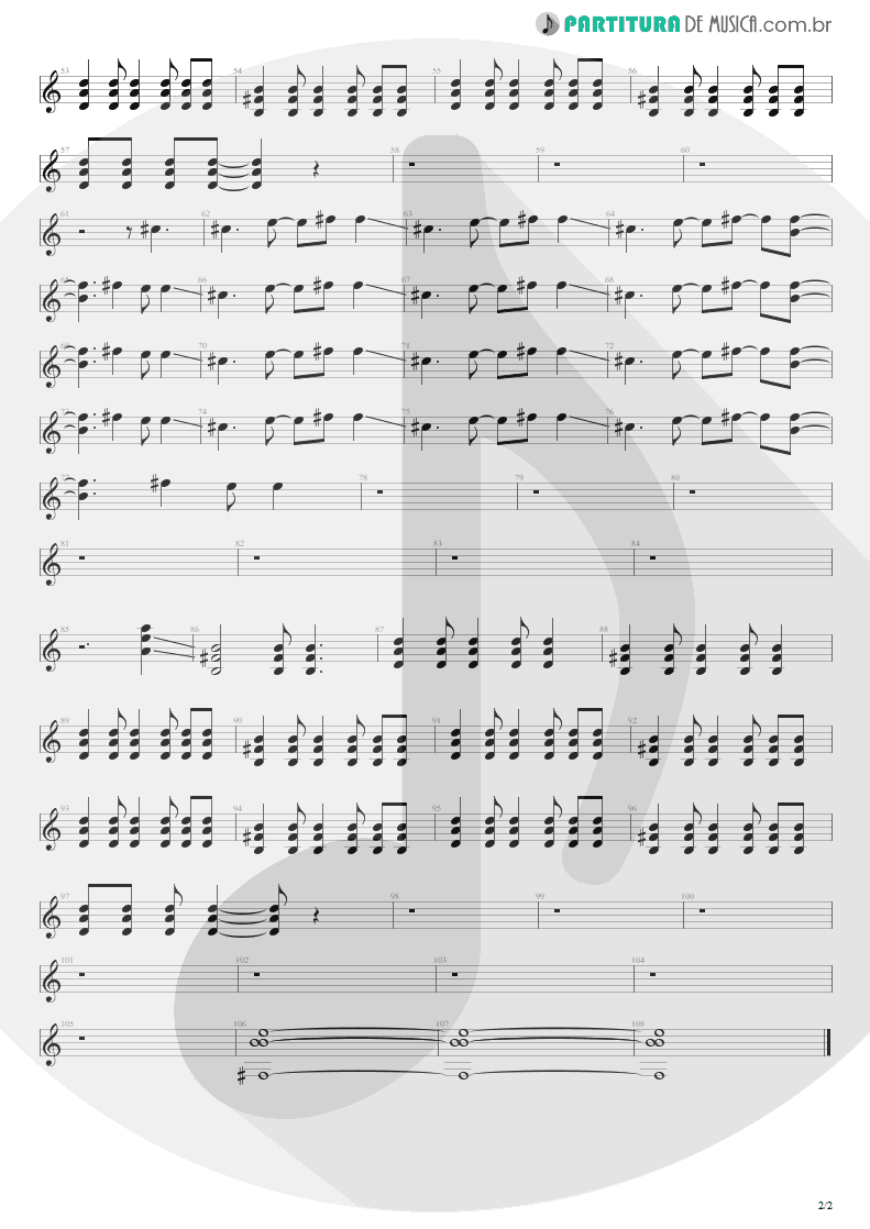 Partitura de musica de Guitarra Elétrica - Come As You Are | Nirvana | Nevermind 1991 - pag 2