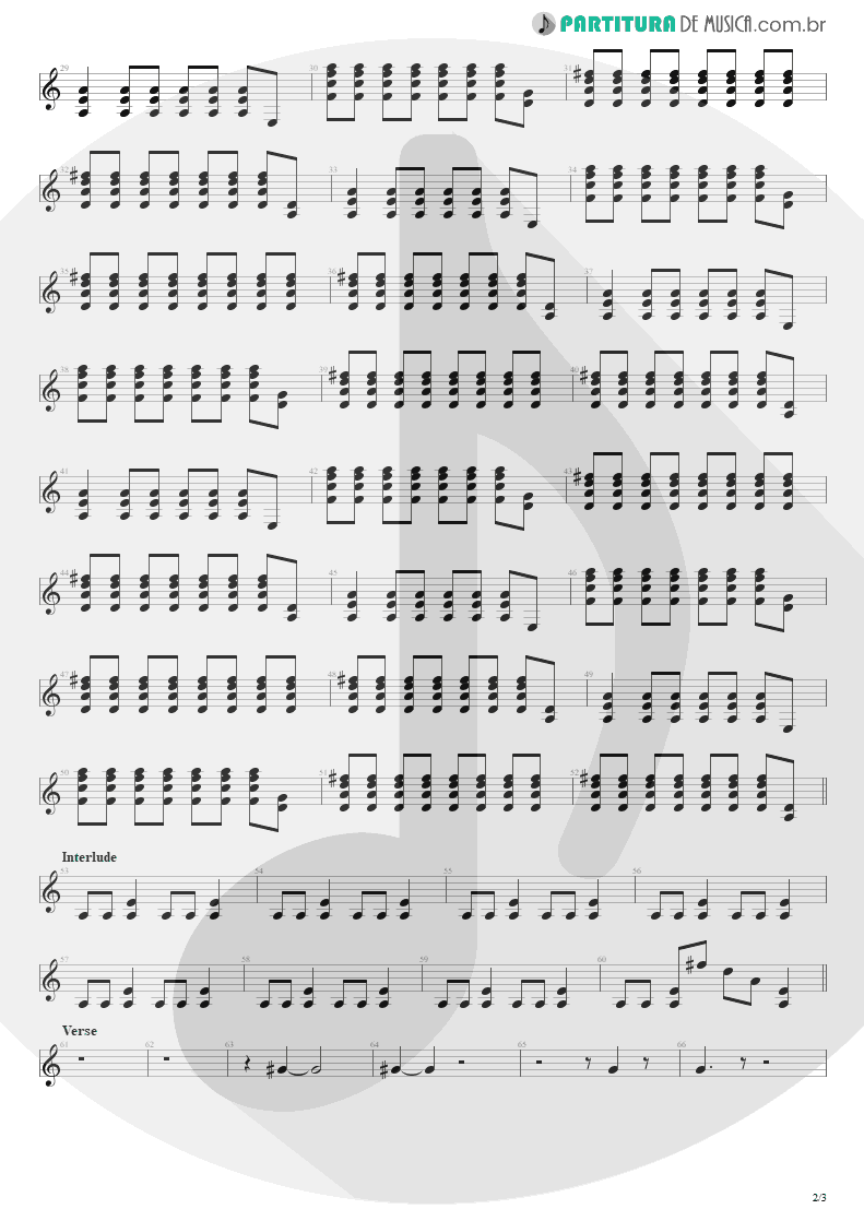 Partitura de musica de Guitarra Elétrica - Territorial Pissings | Nirvana | Nevermind 1991 - pag 2